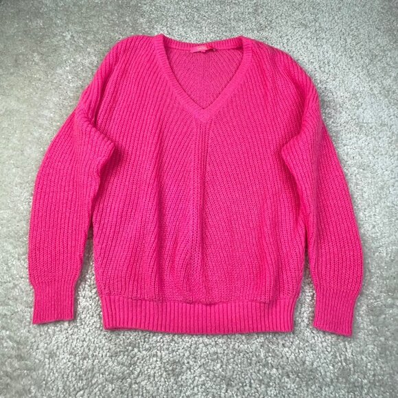 Lilly Pulitzer Kasmina V-Neck Sweater Hot Pink Isle - Picture 3 of 9